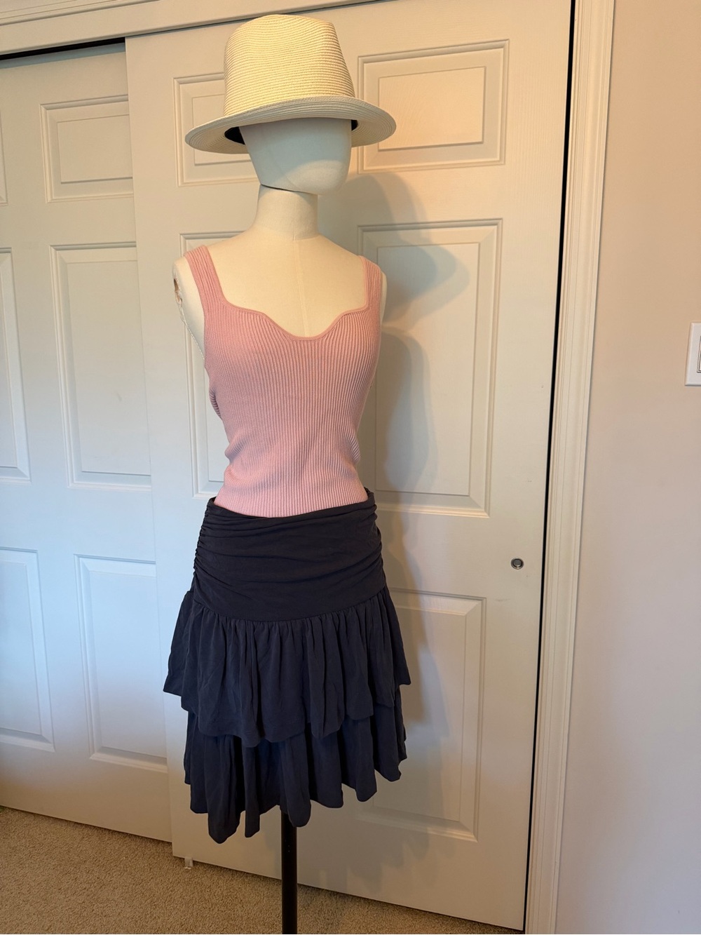 Knit Camisole Ribbed Pink Top